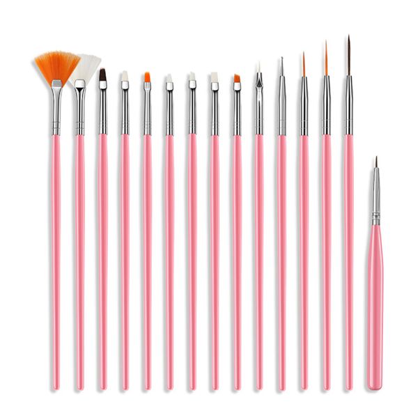 

15pcs pink nail art tips polish painting gel uv acrylic dotting drawing pen design of nail tip manicure decoration tools, Silver
