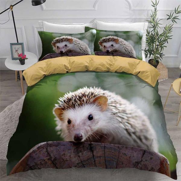 

helengili 3d пододеяльник hedgehog картина печати пододеяльник набор постельного белья с наволочки кровати домашний текстиль # cw10