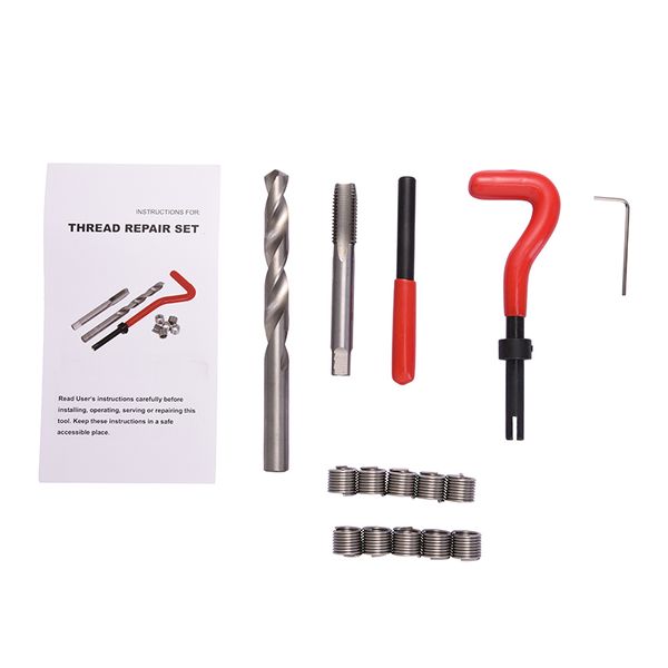 

15 pcs thread repair kit m12x1.25/ m12x1.5/ m12x1.75 car garage workshop tool set