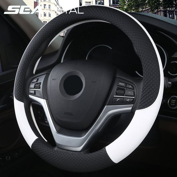 

2019 new car steering wheel cover for 37-38cm leather breathable fabric braid car steering-wheel cover auto interior accessories