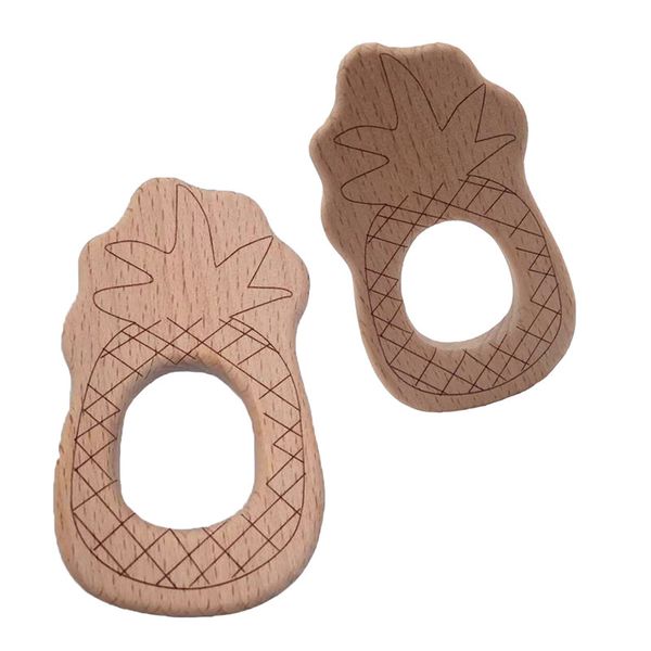 

200pcs натурального бук деревянной ананаса форма прорезыватель кольцо infant деревянных прорезыватель животные детские успокаивающей обезбол