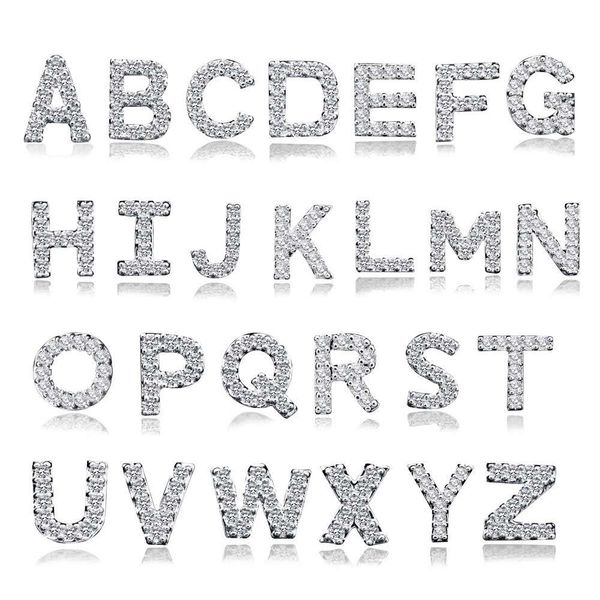 

s925 silver diamonds 26 letters ear studs for men women hip hop letter ear stud fashion a to z capital earrings lovers friends jewelry gifts, Golden;silver