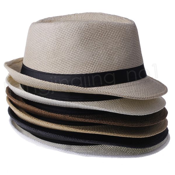 

fashion panama straw hats fedora soft men women summer beach sun straw stingy brim outdoor caps ffa3715d, Blue;gray