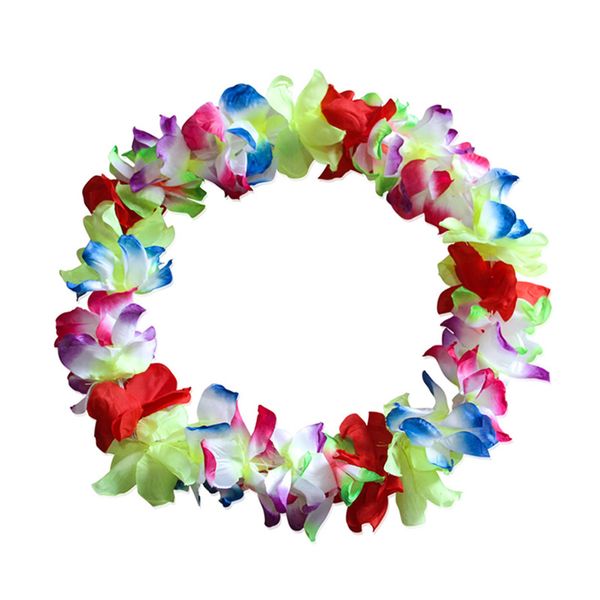 

pack of 5 lei flower garlands necklace hawaiian tropical beach party dress 100cm