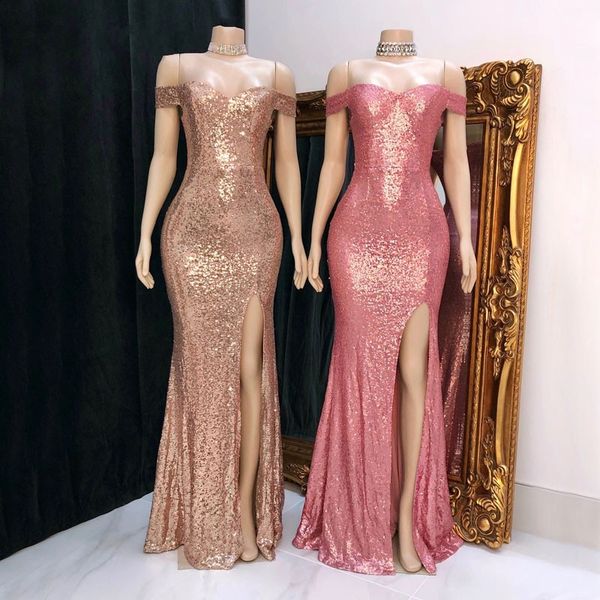 

2020 sequined gold prom dresses mermaid dress long, Black