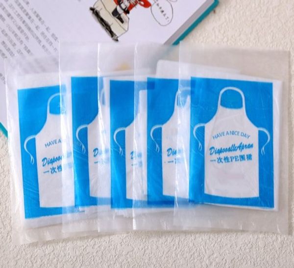 

100pcs/set disposable apron transparent easy use kitchen for women men kitchen cooking cleaning plastic aprons