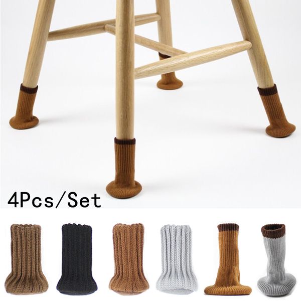 Anti Skid Chair Leg Cover Knitting Table Foot Sock Solid Desk Leg