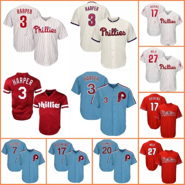 

Phillies Jersey 3 Bryce Harper Philadelphia 17 Rhys Hoskins 27 Aaron Nola Baseball Jerseys Mens Flex Cool Base Retro Mesh size m-xxxl