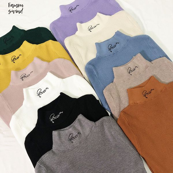 

зимнего свитер письмо женских женщин вышивки свитер мода джерси женщина водолазка осень пуловер свитер jumper новый, White;black