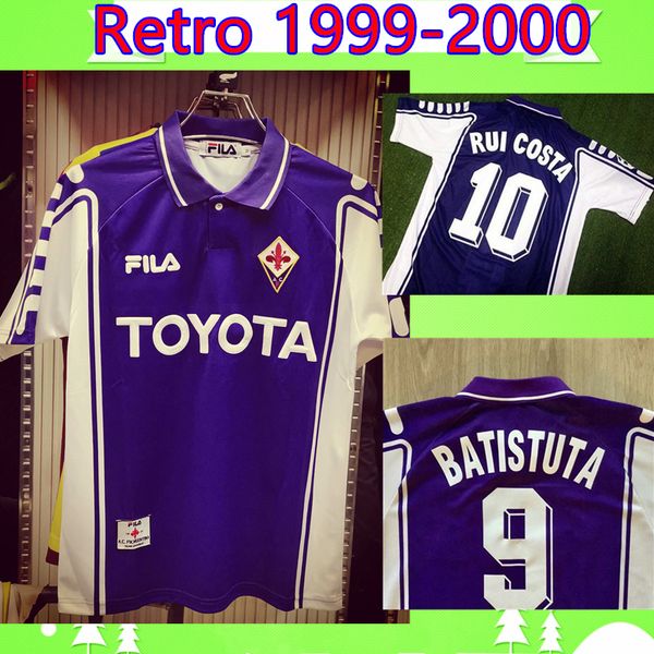 

batistuta rui costa balbo tarozzi 1999 2000 retro fiorentina soccer jersey 99 00 camicia vintage maglia da calcio ac purple football shirt, Black;yellow