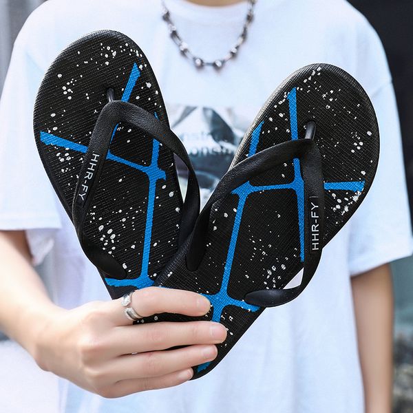 

2020 summer fretwork casual flip flops men drag crust non-slip comfortable beach male slippers outdoor clip feet cool slippers, Black