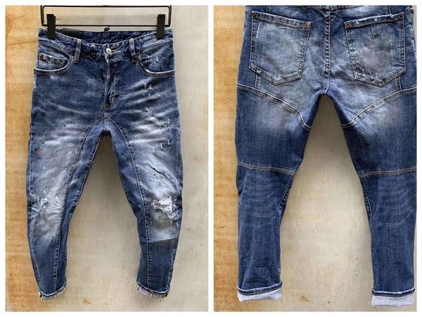 

mens designer jeans denim jean black ripped pants pour hommes men s italy fashion brand biker motorcycle rock revival jeans c5, Blue