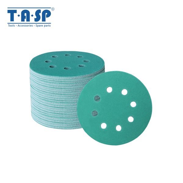 

tasp 100pcs 125mm wet and dry sandpaper 5'' waterproof 8 hole anti clog sanding discs 60-400 grit hook & loop film backing