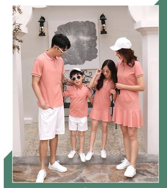 2019 nova chegada família combinando roupas vestido de verão confortável cor laranja roupas esportivas da moda
