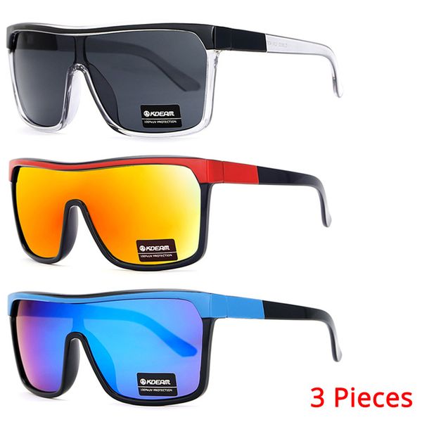 

kdeam year-end promotion square sunglasses men sports brand kdeam oversized windproof sun glasses women uv goggle 3 pieces r181, White;black
