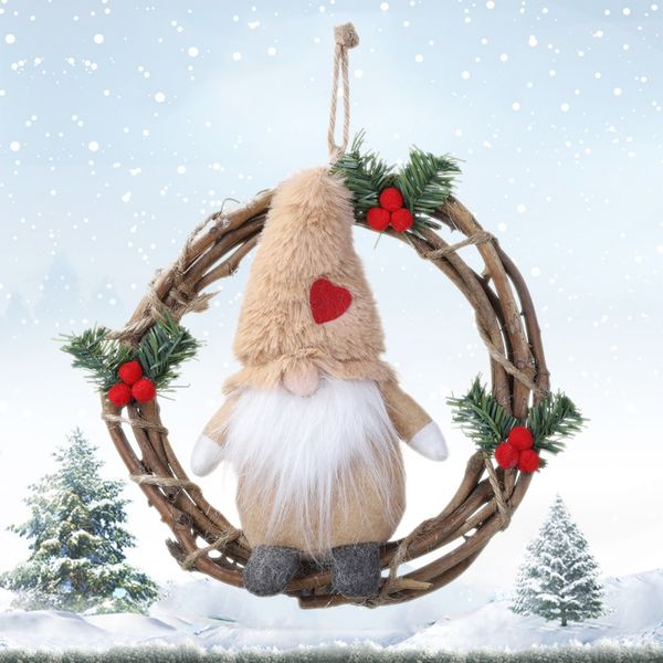 

plush gnome rattan wreath christmas garlands with swedish santa tomte wall window hall decor front door wreaths for home kitchen