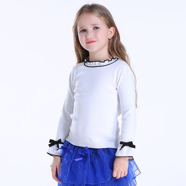 

girls' shirt sweater new style fall and winter clothes stand collar frilled sweater, Blue