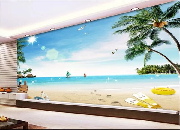 

3d wallpaper custom p mural background summer coconut tree beach nature landscape wall art canvas pictures