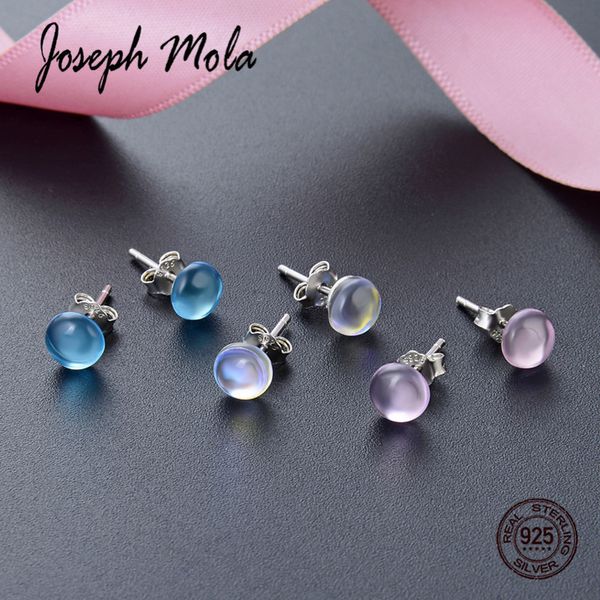 

joseph mola 925 sterling silver 1pair clear crystal gemstone stud earrings for women girl party birthday gift fine jewelry, Golden;silver