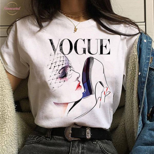 

vogue принцесса футболка эстетические женщины моды девушки 90с tshirt harajuku ulzzang печати graphic летняя футболка top tee, корабль паден, White