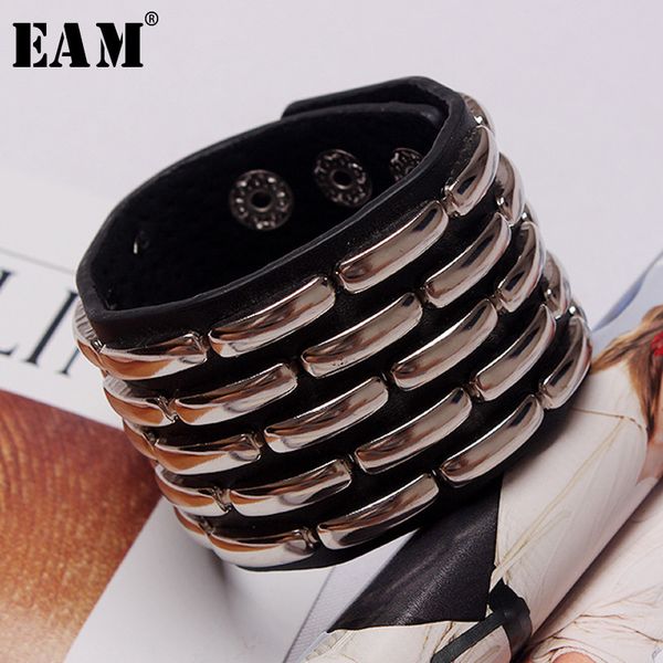 

eam] 2020 new summer spring fashion tide korea style personality width rivet bracelet adjustable accessories la712, Black