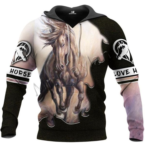 

май лан art любовь horse мужская красочные tracksuit повседневный 3d печати унисекс streetwear hoodie / фуфайки / жакеты harajuku s-12, Black