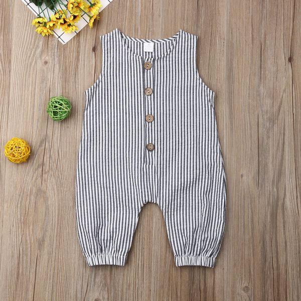 

newborn baby boy girl cotton striped romper jumpsuit clothes outfits sunsuit baby clothing, Blue