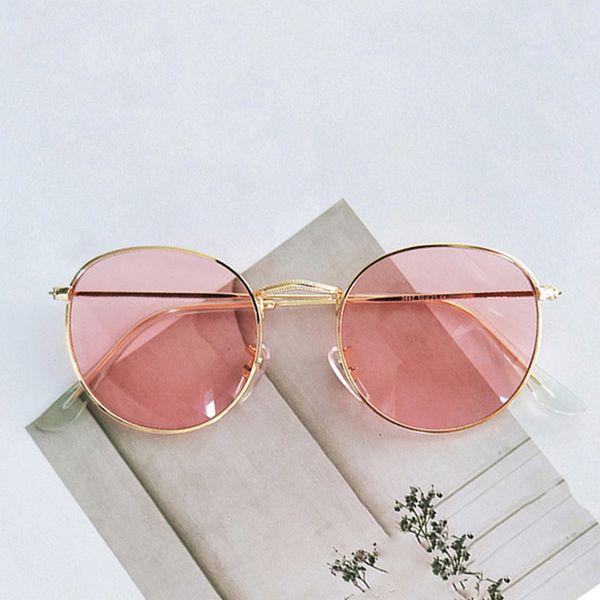 

round mirror sunglasses women brand designer metal vintage sun glasses female classic pink eyeglass gafas uv400, White;black