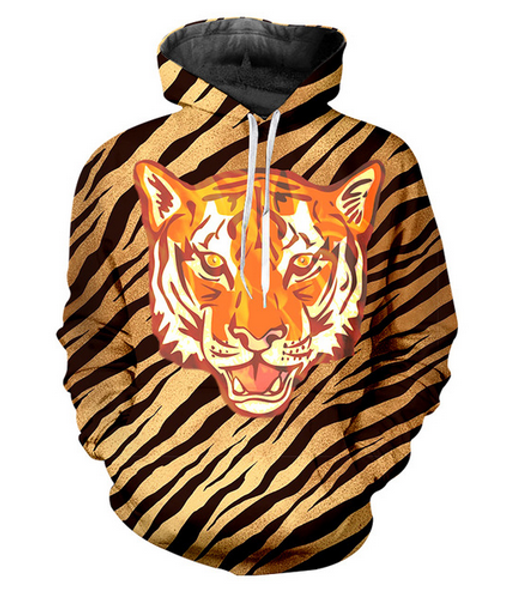 

new fashion 3d hd print men women tiger pullover hoodies street wear casual hip hop pockets sweatshirt clothing w0191, Black