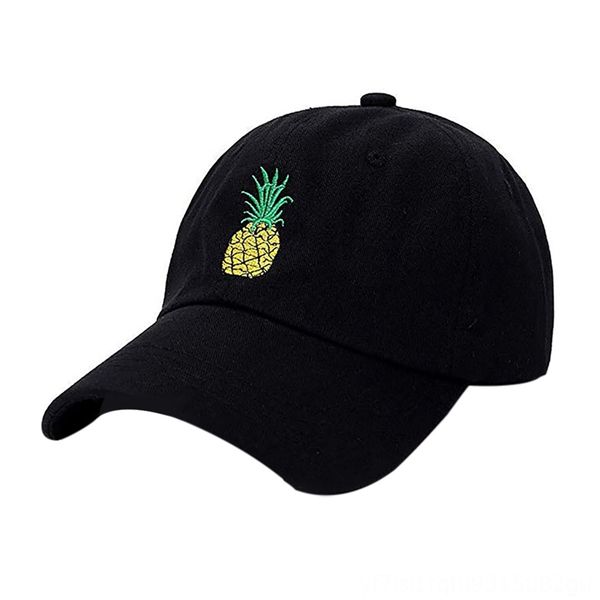 

peaked cap angled brim pineapple embroidered hat headwear outdoor sports wear with adjustable volleyball wear athletic & outdoor apparel bac, Black;white