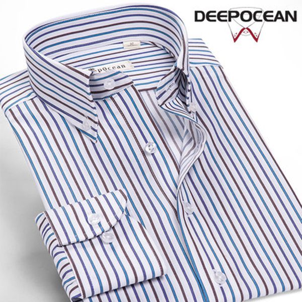 

deepocean casual shirt men shirt long sleeve plus size slim fit cotton fabric business winter men clothing ddx86516l, White;black