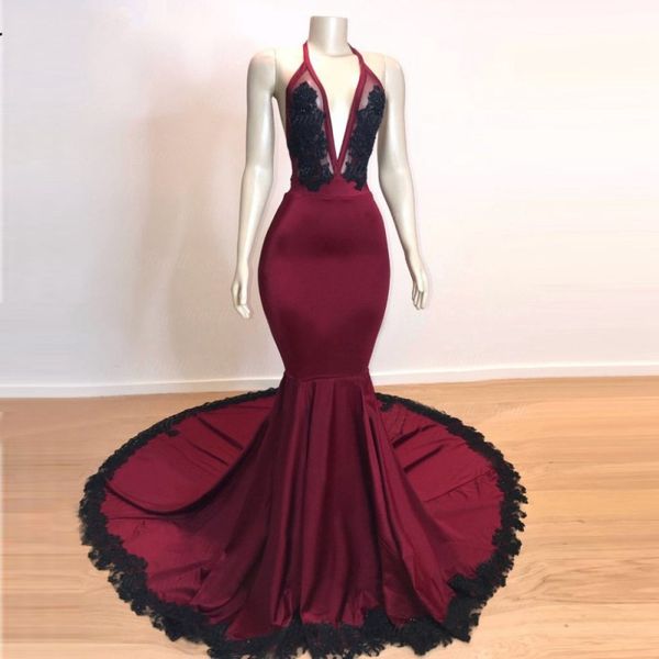 

prom dresses burgundy mermaid long 2020 evening formal dress, Black