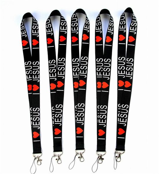 

Я люблю ИИСУС Стили шеи ремешок для MP3 / 4 сотовый телефон ID-карта брелки черный мод