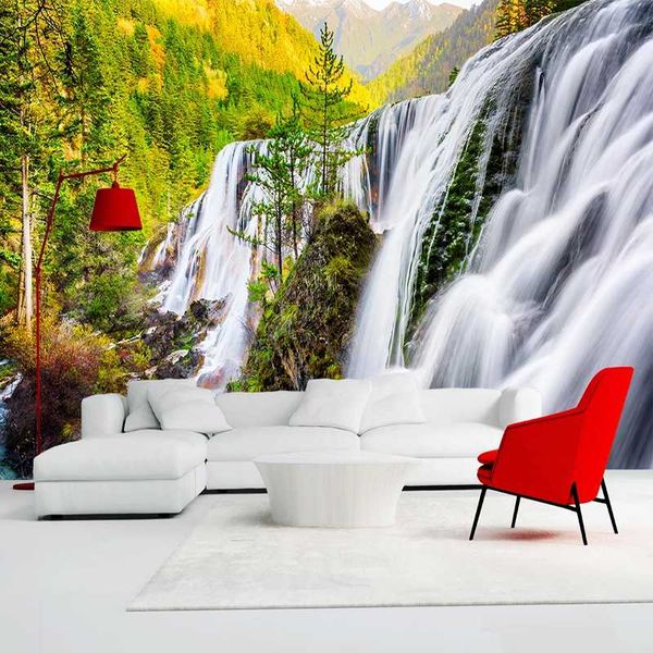 

custom 3d p wallpaper beautiful nature landscape waterfall mural bedroom living room tv background non-woven 3d wall paper