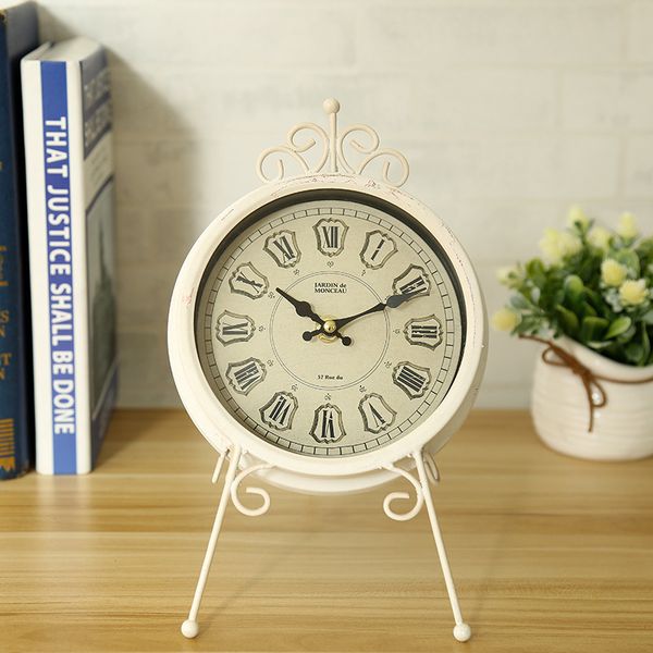 

explosion decorative clocks european-style electronic metal alarm clock wrought iron home living room silent clock