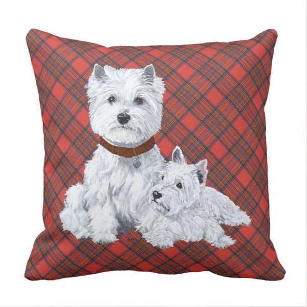 

west highland white terrier father cushion pillow case cover, double-sided printing