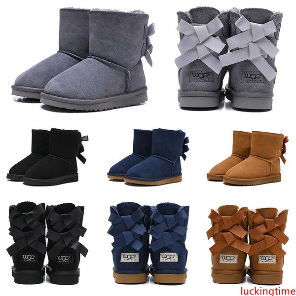 

горячая распродажа дизайнер дети сапоги снег австралия классический ргд голеностопного короткий лук меховые сапоги для зимней каштан черные