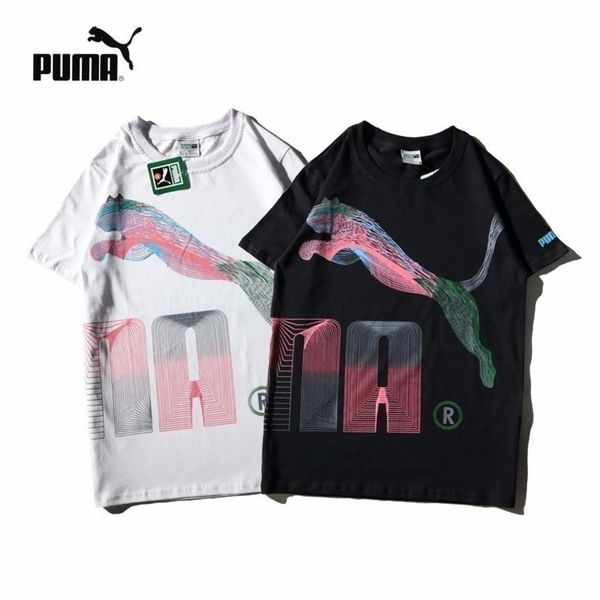 

puma puma мужчины и женщины с короткими рукавами цвет соответствия тонкие линии мода non-столкновение shirt0t0m, White;black