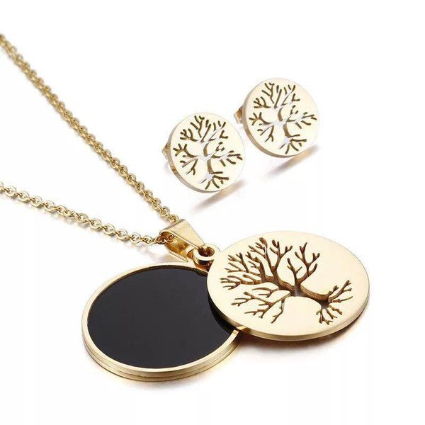 

tree of life lucky elegant gold/silver color pendant necklace/earrings jewelry set for women wedding engagement set