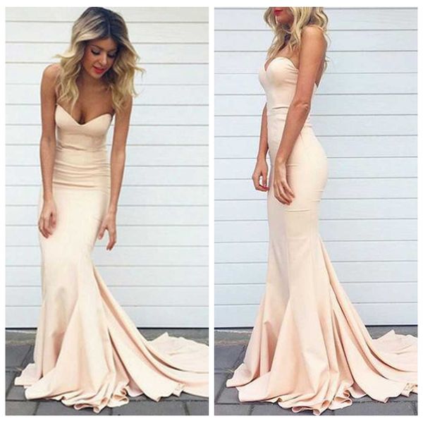 

2021 sweetheart slim simple mermaid bridesmaids dresses custom formal backless vestidos de honor of maid long guest wear, White;pink