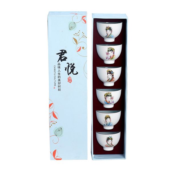 

подарочный набор из 6 штук традиционный китайский фарфор чайные чашки ручная роспись китайская опера qsing yi изображение и новый узор пары