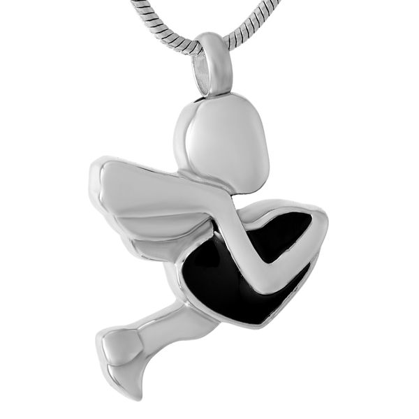 

new type z461 silver lovely fairy hold black heart stainless steel cremation pendants for loved ones ashes memorial keepsake urn necklace