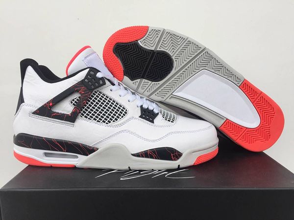 

(with box) 4 pale citron men basketball shoes white black-light crimson-pale citron splash trainers mens sports shoes size 8-13, White;red