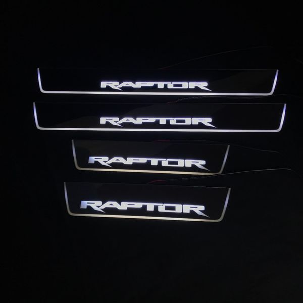 

acrylic door sill plate strip with led decorative welcome light moving door scuff for raptor f150