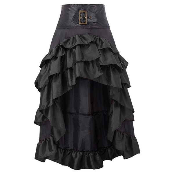 

jaycosin costumes for women medieval skirts irregular vintage ruffle skirt carnival ankle-length middle ages ladies skirt, Black