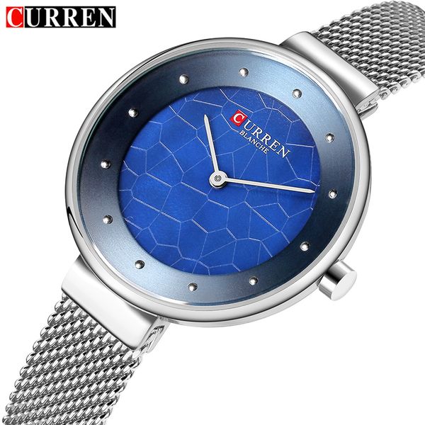 

2019 curren ladies watches stainless steel dress watch women quartz analog waterproof clock montre femme, Slivery;brown