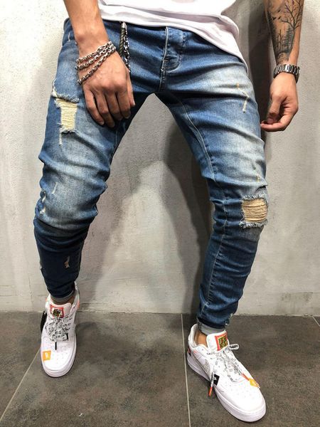

mens designer hollowed jeans pants3xi9, Blue