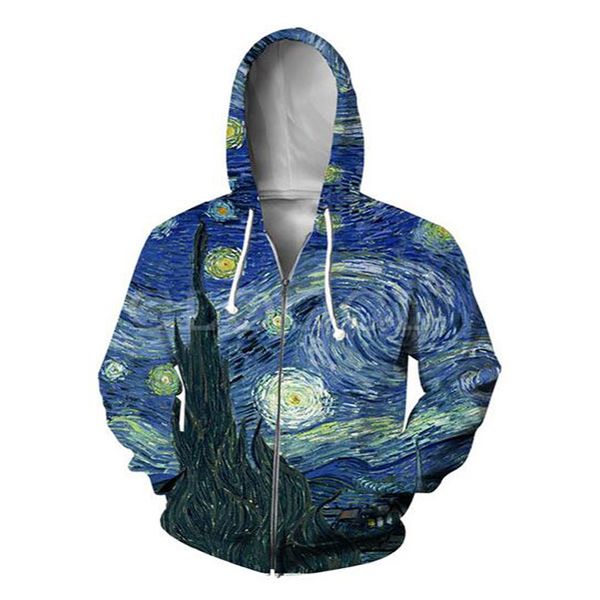 

new fashion sweatshirt hoodies men women starry night sweatshirts harajuku oversized zip jacket clothes ml09, Black;brown