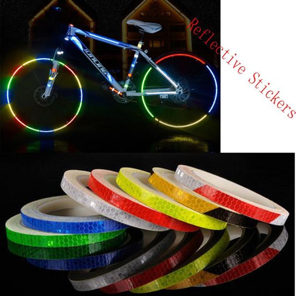 

bike accessory light reflective stickers motorcycle bicycle reflector security wheel rim decal tape for drving warning p40