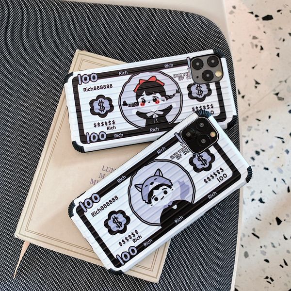 

for iphone 11 pro xs max xr phone case dollar girl boy 6 7 8 x plus suitcase design soft cell phone cases